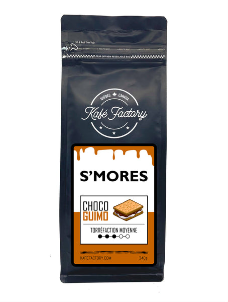 café à saveur s'more aux guimauve, biscuit graham et chocolat